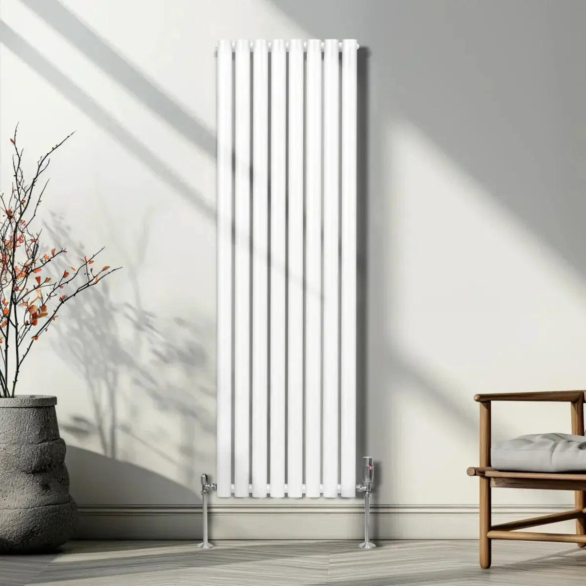 Monster Shop Oval Column Radiator & Valves - 1600mm x 480mm – White -
