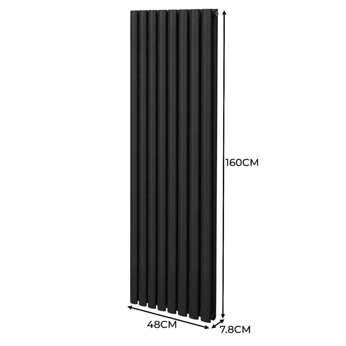 Monster Shop Oval Column Radiator & Valves - 1600mm x 480mm – Black -
