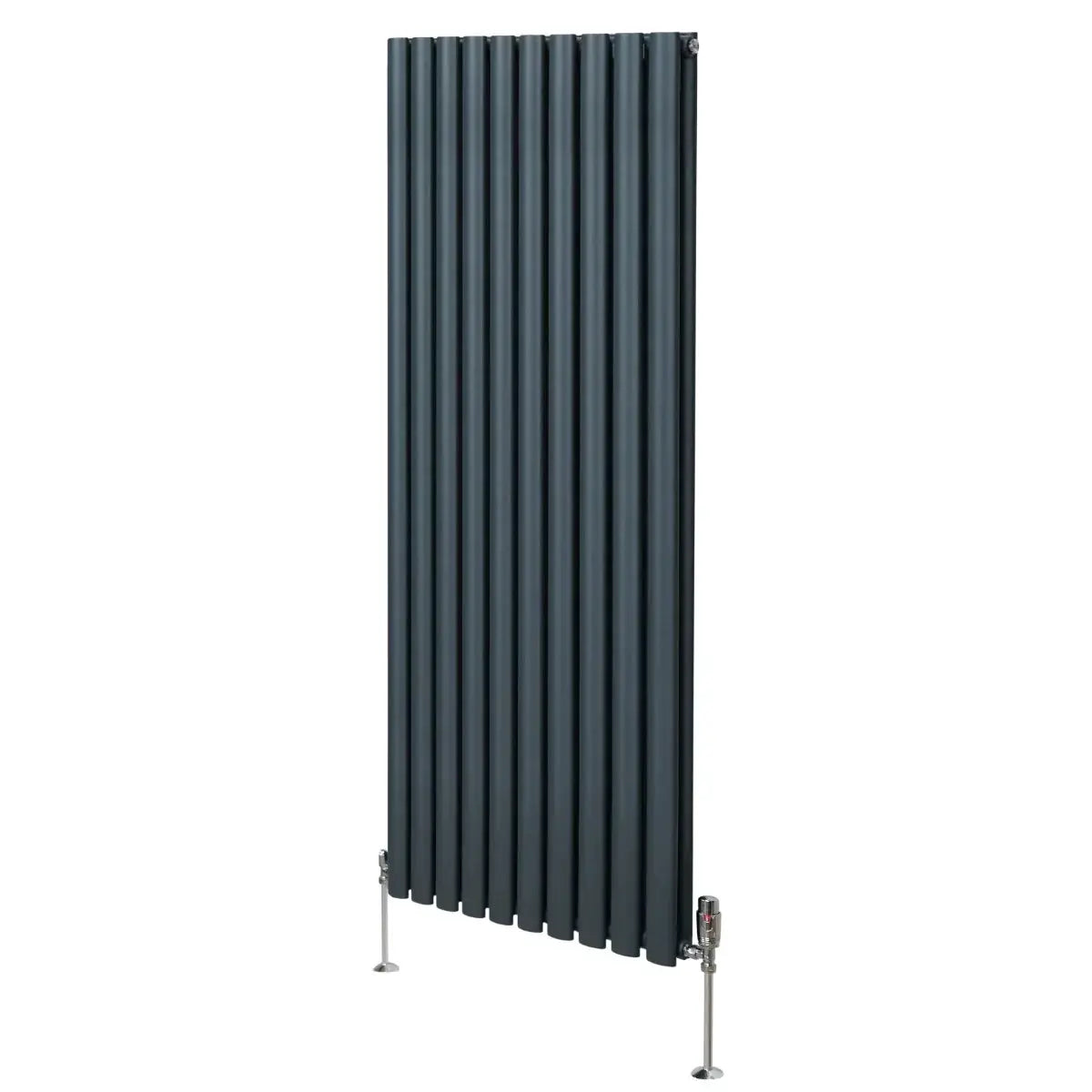 Monster Shop Oval Column Radiator & Valves - 1600mm x 600mm – Anthracite Grey -