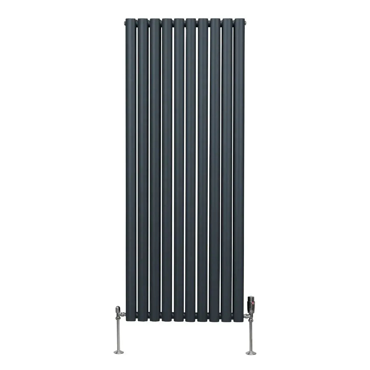 Monster Shop Oval Column Radiator & Valves - 1600mm x 600mm – Anthracite Grey -