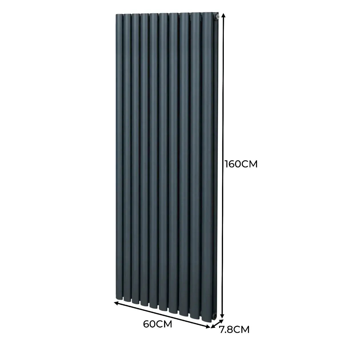 Monster Shop Oval Column Radiator & Valves - 1600mm x 600mm – Anthracite Grey -