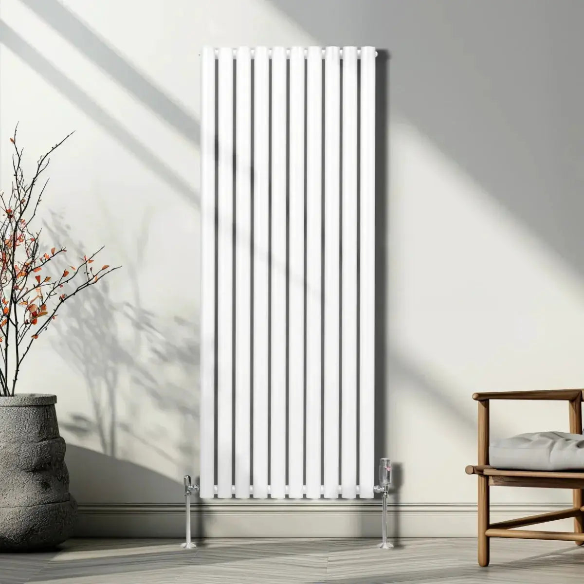 Monster Shop Oval Column Radiator & Valves - 1600mm x 600mm – White -