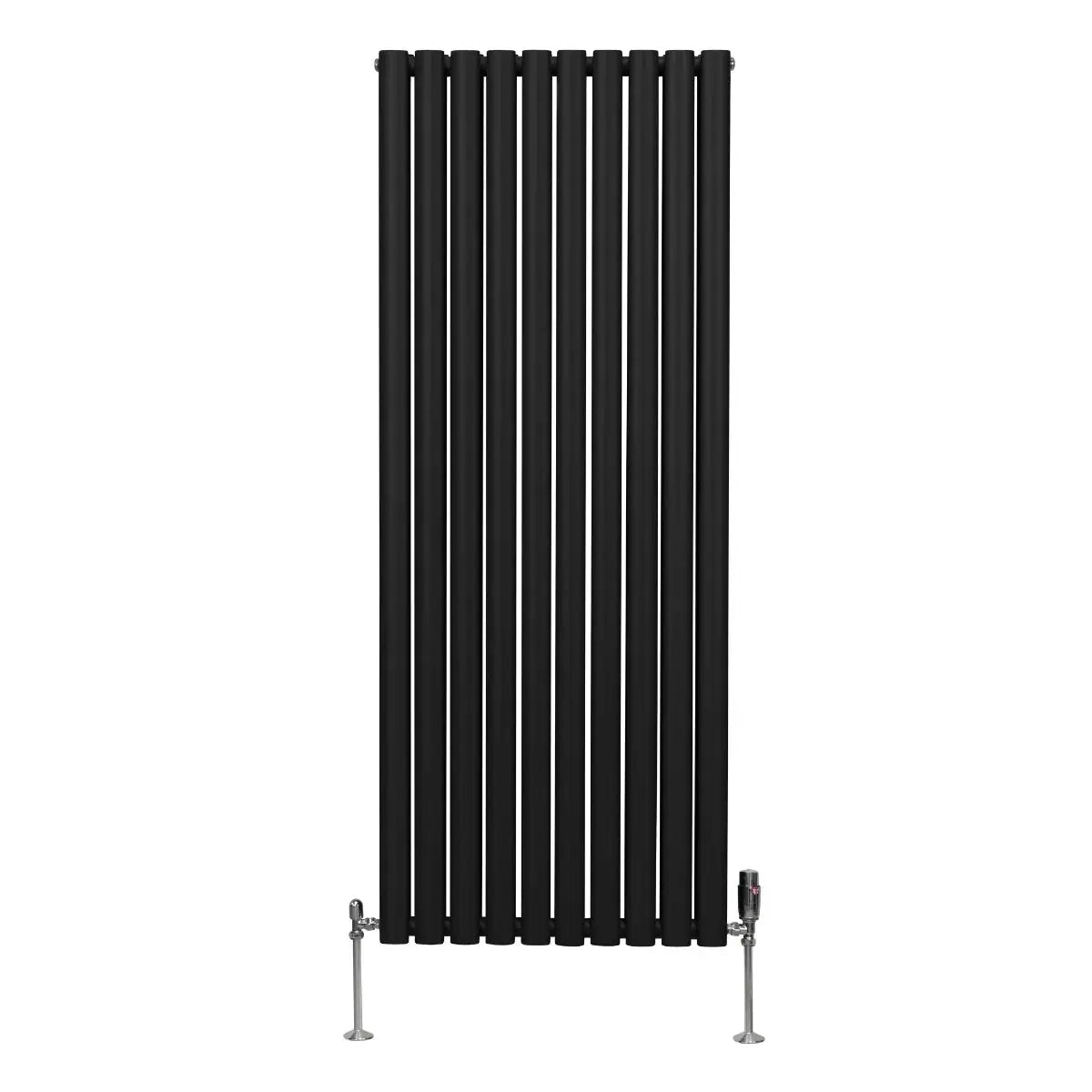 Monster Shop Oval Column Radiator & Valves - 1600mm x 600mm – Black -