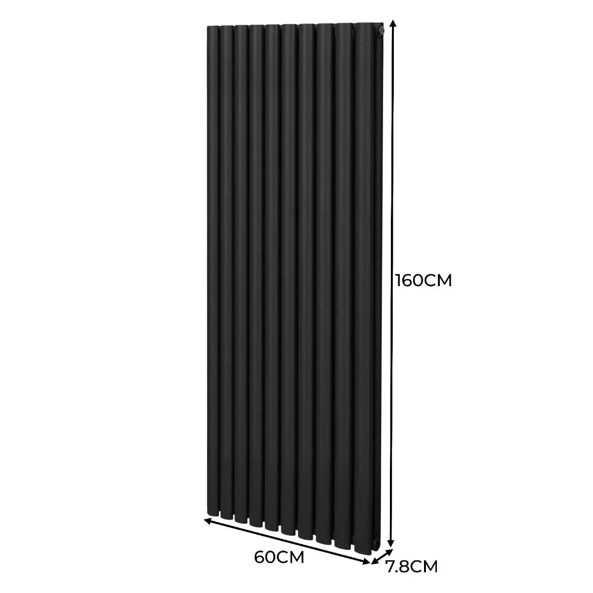 Monster Shop Oval Column Radiator & Valves - 1600mm x 600mm – Black -