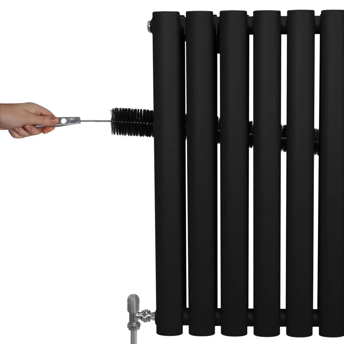 Monster Shop Oval Column Radiator & Valves - 1600mm x 600mm – Black -