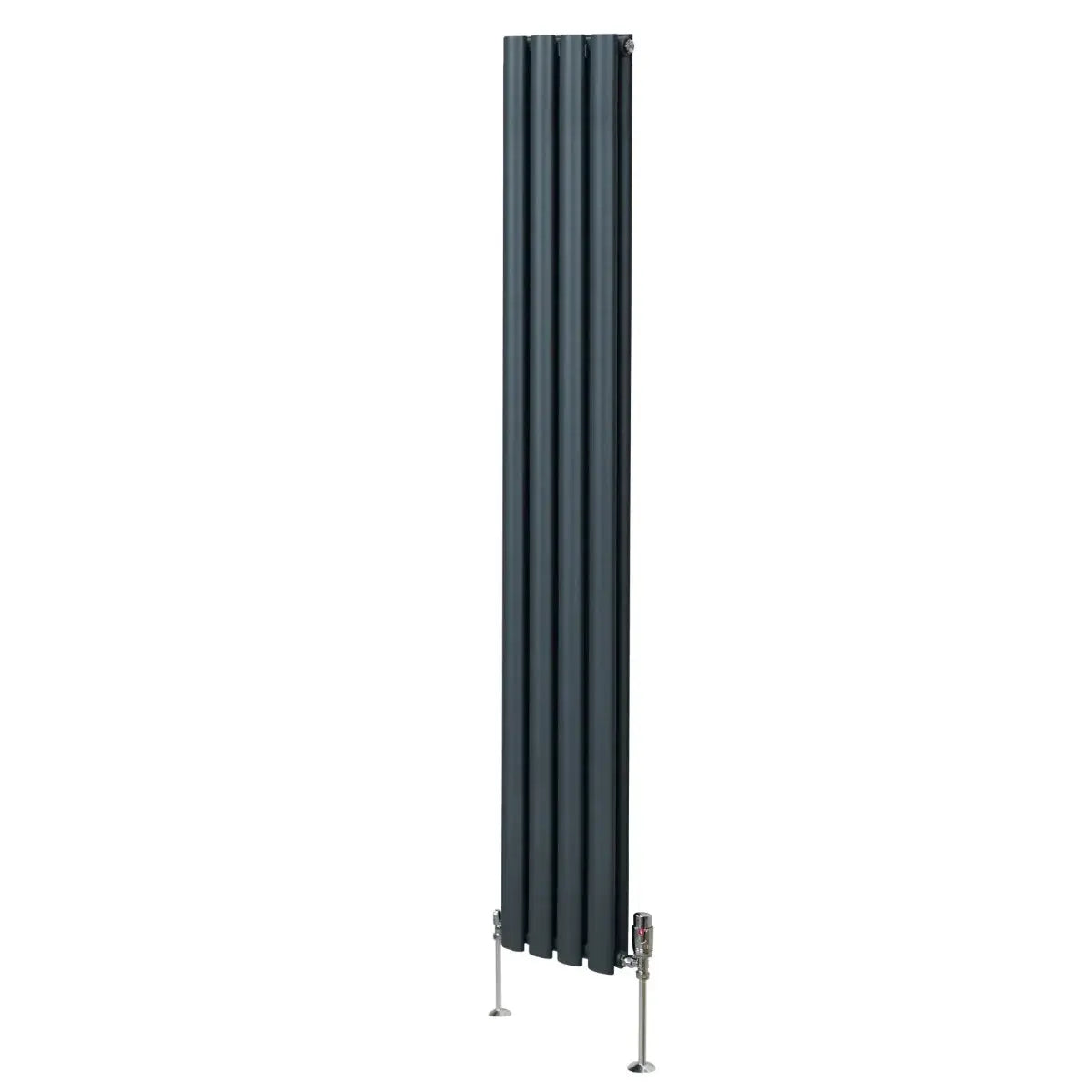 Monster Shop Oval Column Radiator & Valves - 1800mm x 240mm – Anthracite Grey -