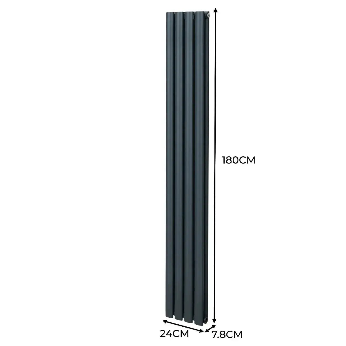Monster Shop Oval Column Radiator & Valves - 1800mm x 240mm – Anthracite Grey -