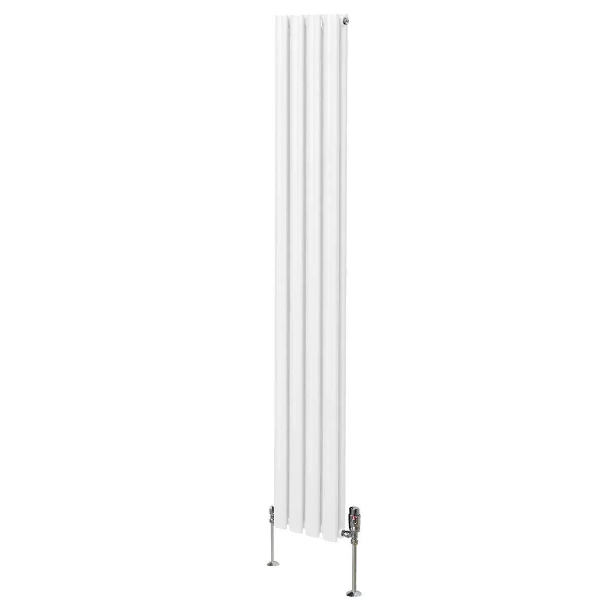 Monster Shop Oval Column Radiator & Valves - 1800mm x 240mm – White -