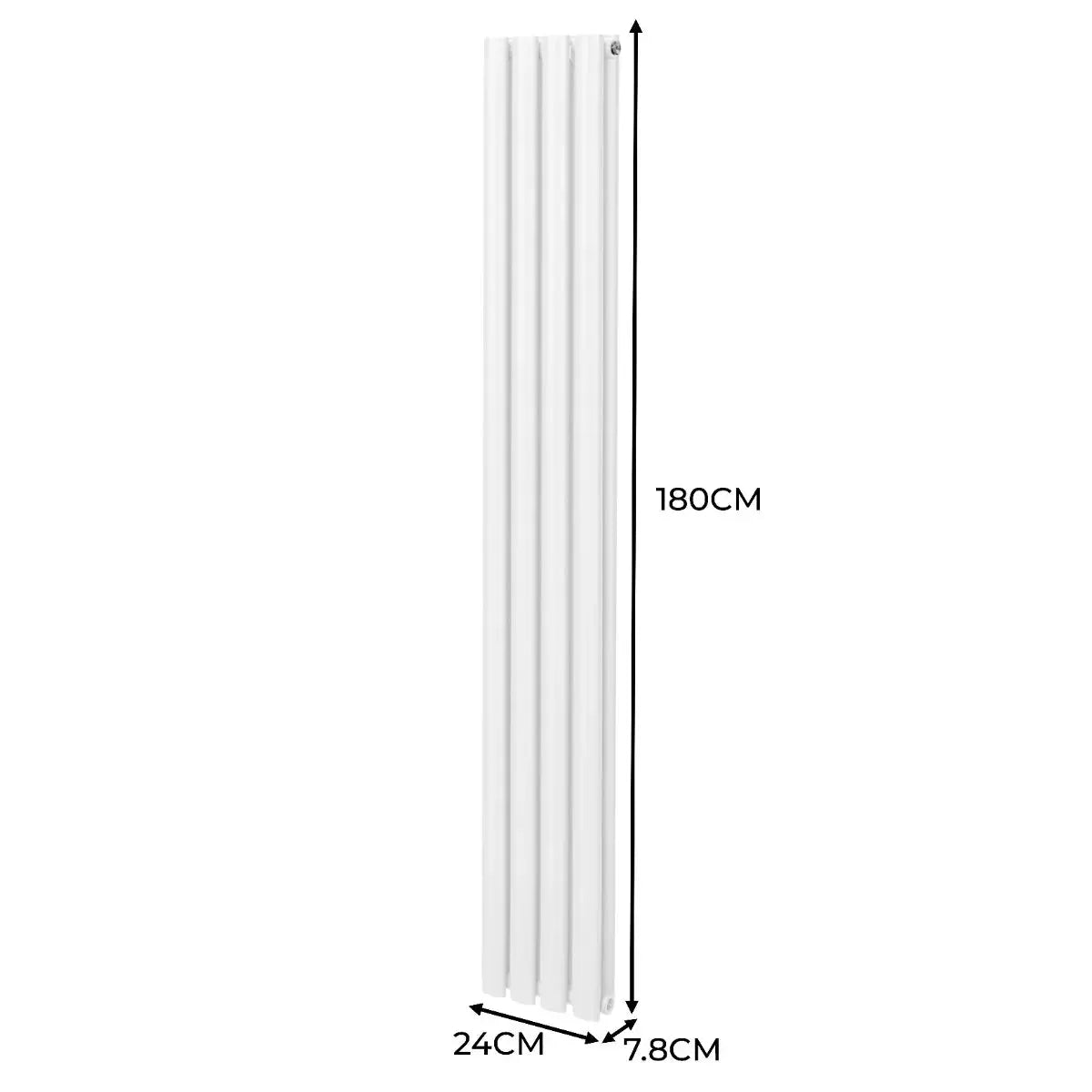 Monster Shop Oval Column Radiator & Valves - 1800mm x 240mm – White -