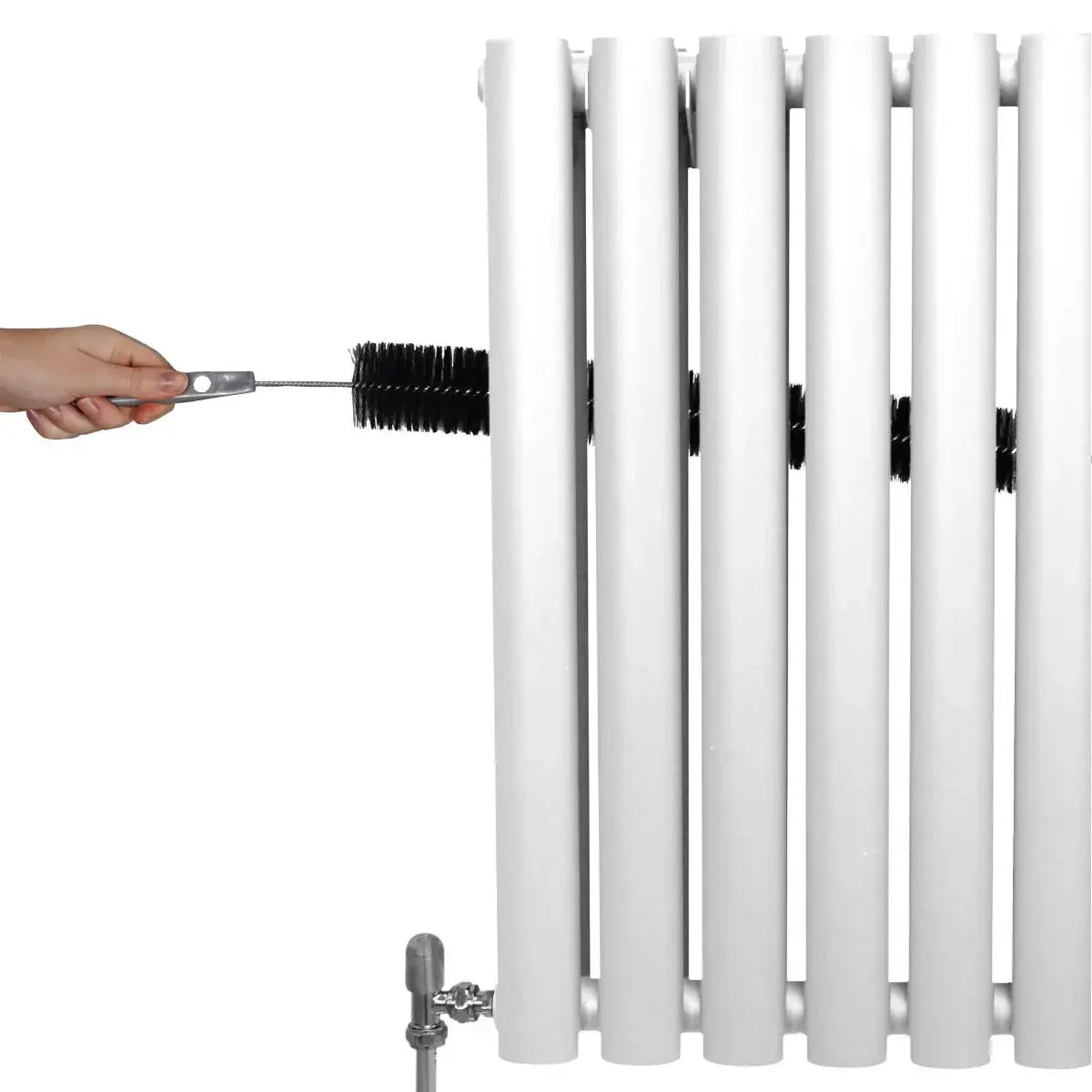 Monster Shop Oval Column Radiator & Valves - 1800mm x 240mm – White -