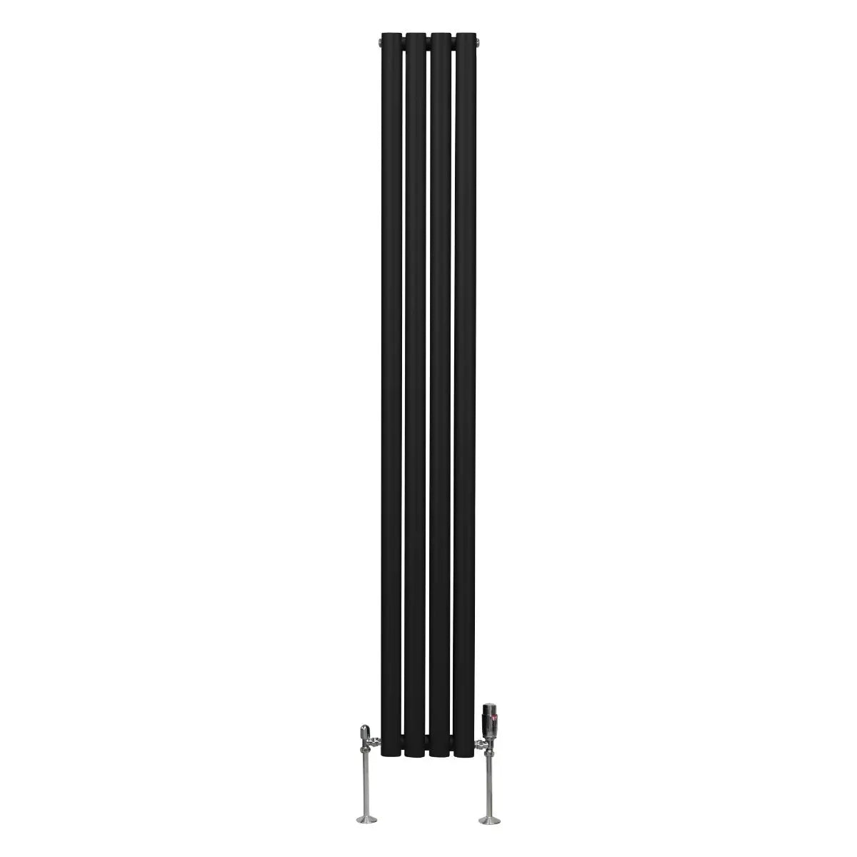 Monster Shop Oval Column Radiator & Valves - 1800mm x 240mm – Black -