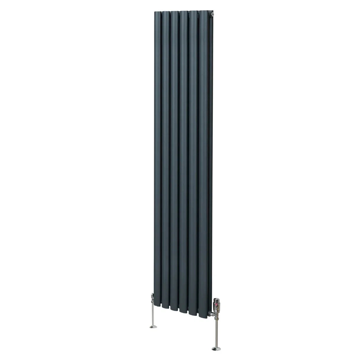 Monster Shop Oval Column Radiator & Valves - 1800mm x 360mm – Anthracite Grey -