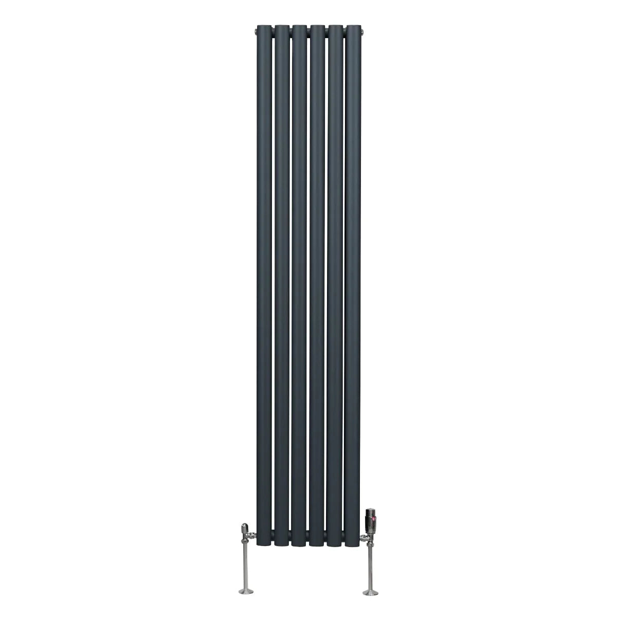 Monster Shop Oval Column Radiator & Valves - 1800mm x 360mm – Anthracite Grey -