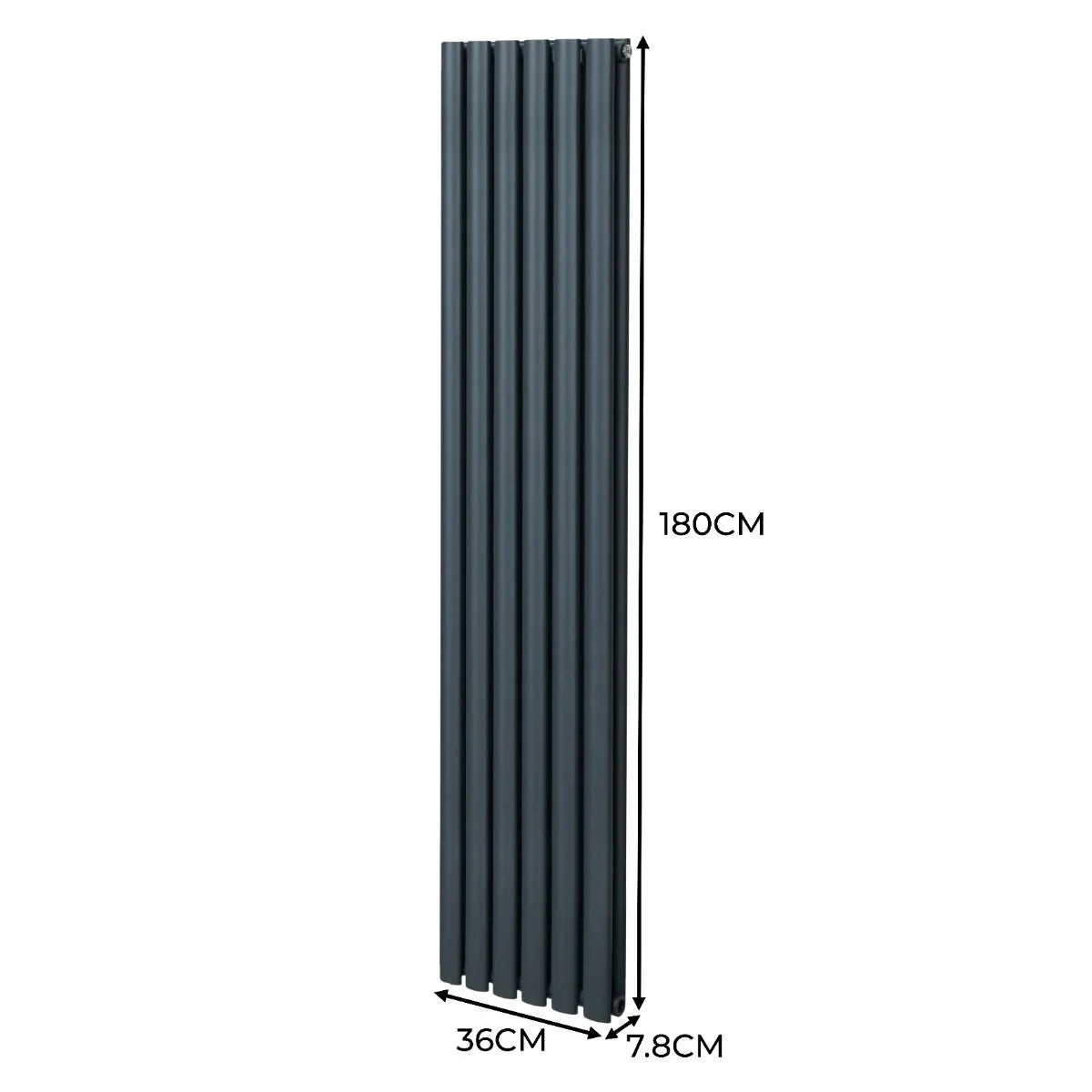 Monster Shop Oval Column Radiator & Valves - 1800mm x 360mm – Anthracite Grey -