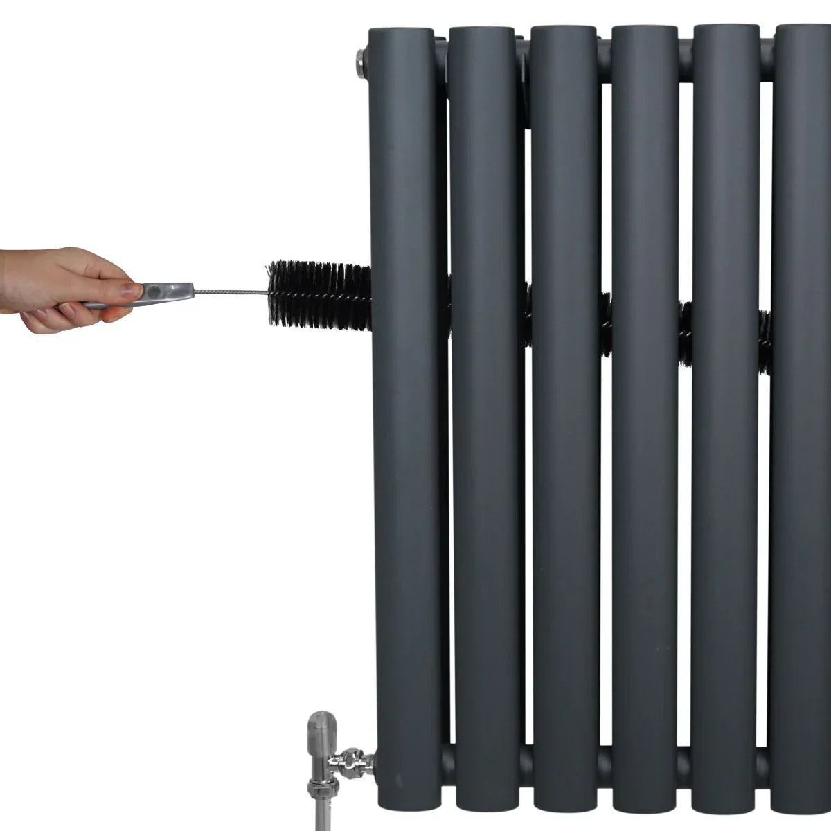 Monster Shop Oval Column Radiator & Valves - 1800mm x 360mm – Anthracite Grey -