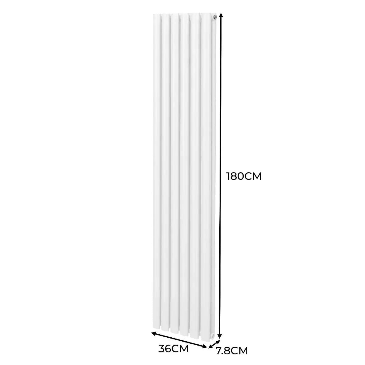 Monster Shop Oval Column Radiator & Valves - 1800mm x 360mm – White -