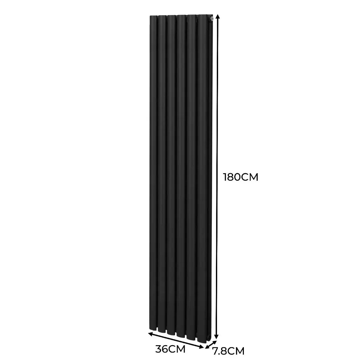 Monster Shop Oval Column Radiator & Valves - 1800mm x 360mm – Black -