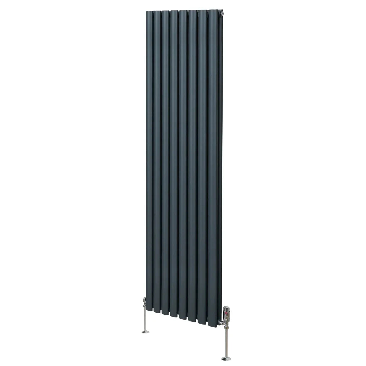 Monster Shop Oval Column Radiator & Valves - 1800mm x 480mm – Anthracite Grey -
