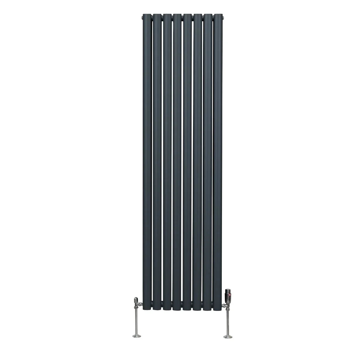 Monster Shop Oval Column Radiator & Valves - 1800mm x 480mm – Anthracite Grey -