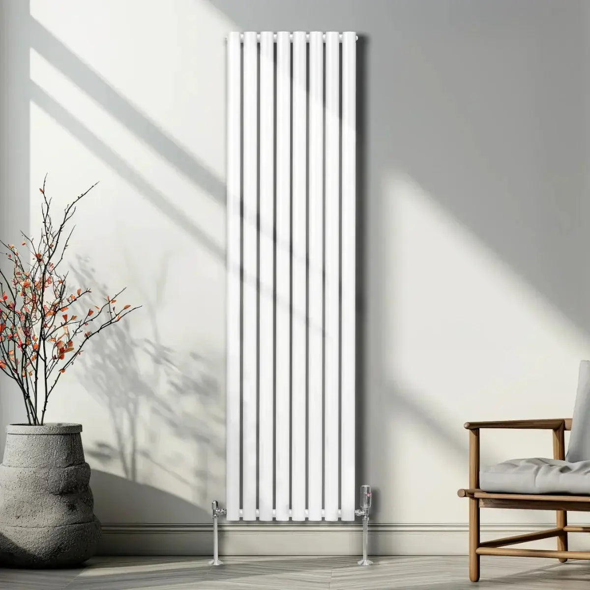 Monster Shop Oval Column Radiator & Valves - 1800mm x 480mm – White -