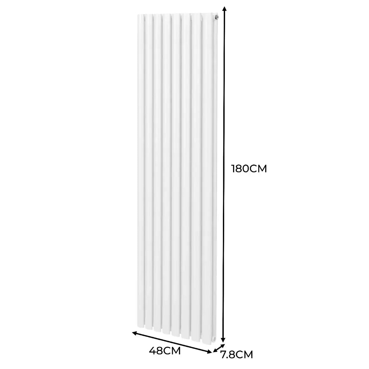 Monster Shop Oval Column Radiator & Valves - 1800mm x 480mm – White -