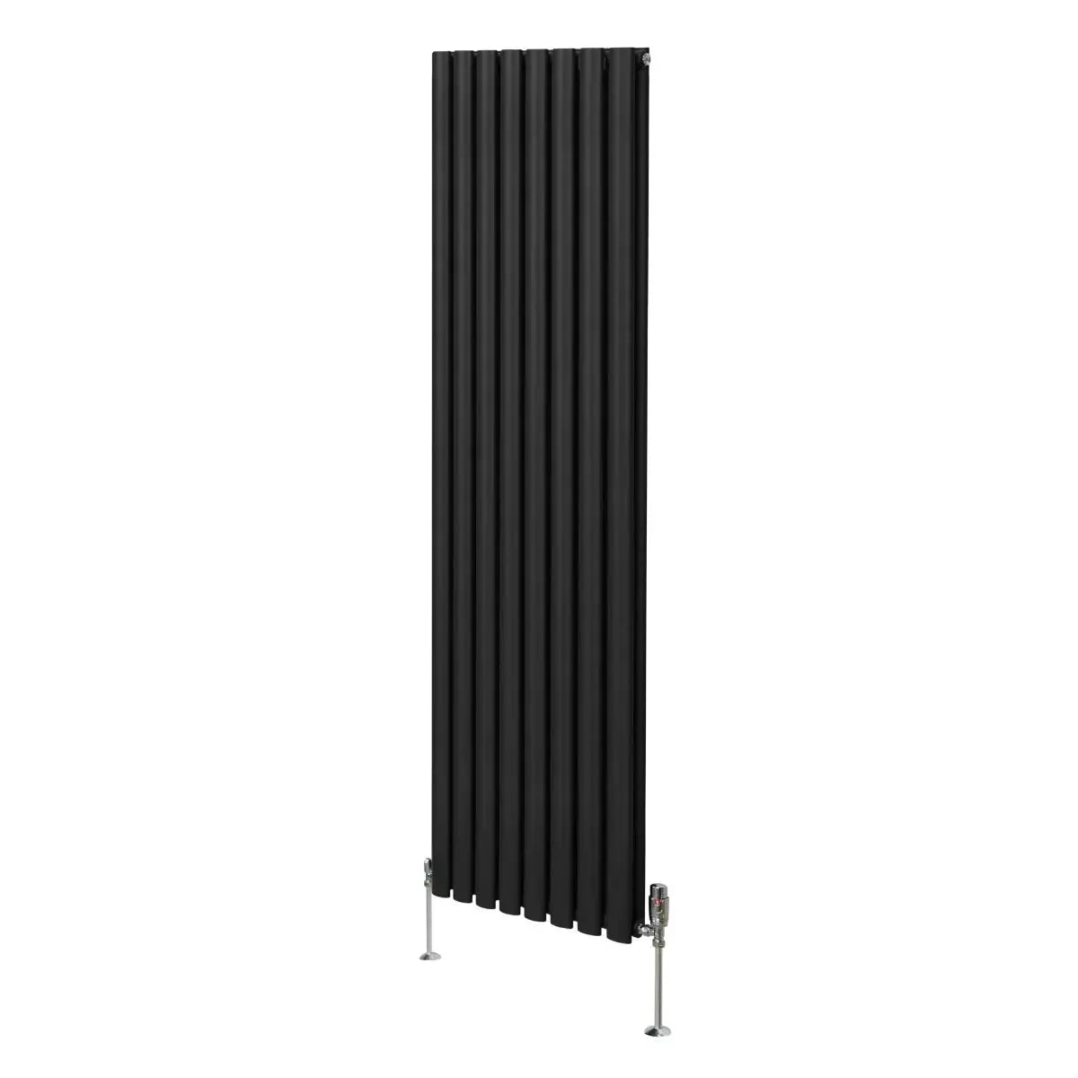 Monster Shop Oval Column Radiator & Valves - 1800mm x 480mm – Black -