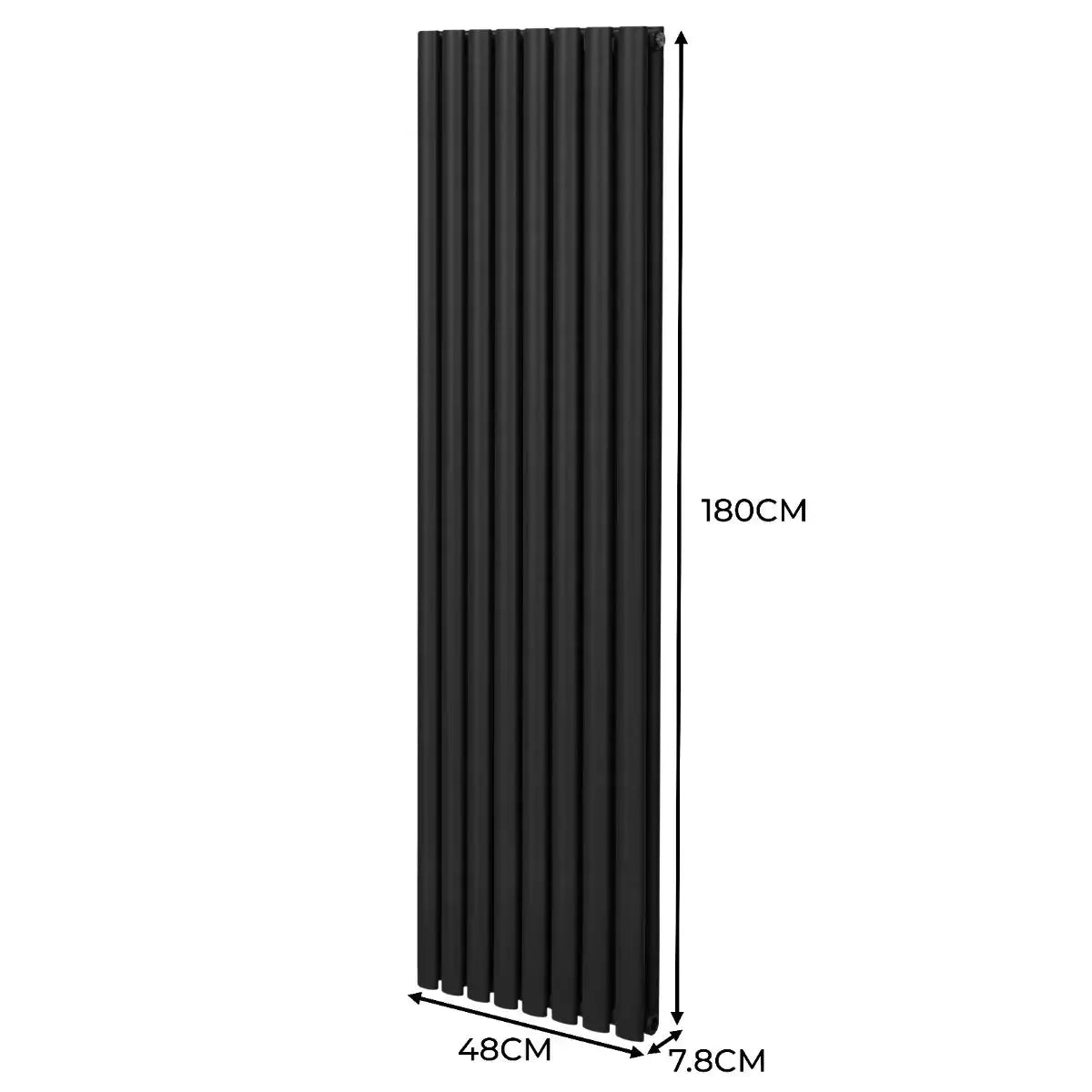 Monster Shop Oval Column Radiator & Valves - 1800mm x 480mm – Black -
