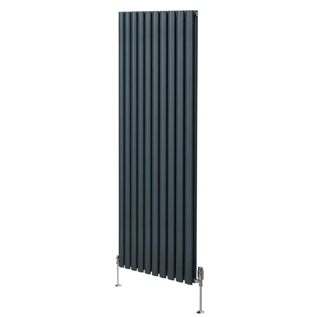 Monster Shop Oval Column Radiator & Valves - 1800mm x 600mm – Anthracite Grey -