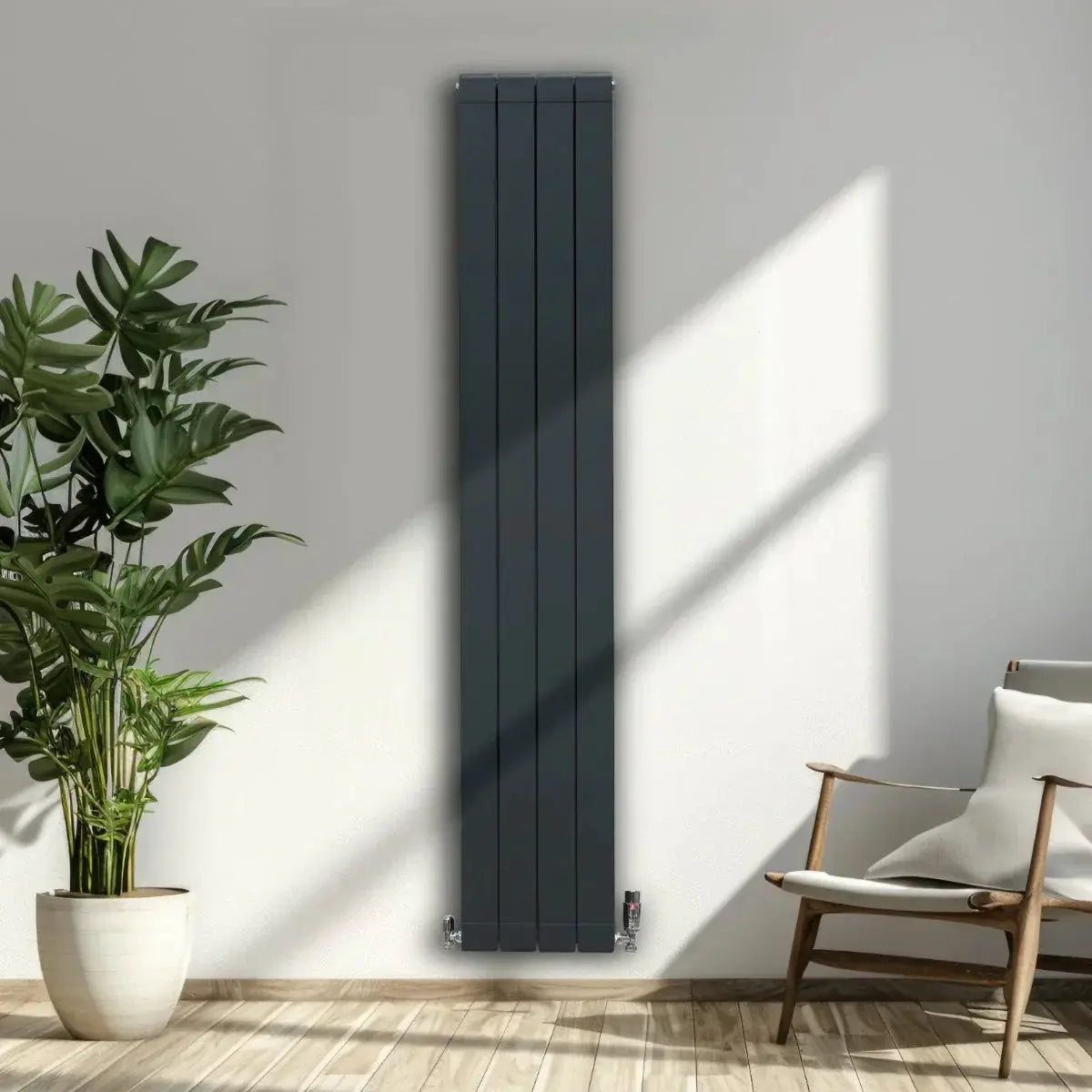 Monster Shop Aluminium Radiator & Valves - 1800mm x 315mm - Anthracite Grey -