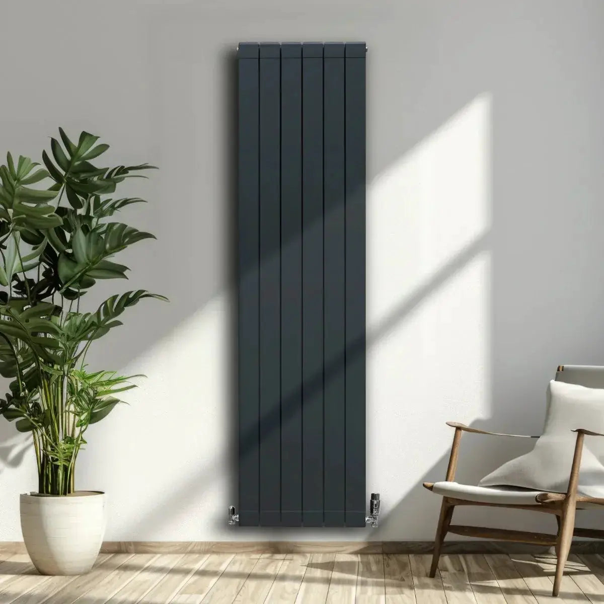 Monster Shop Aluminium Radiator & Valves – 1800mm x 475mm – Anthracite Grey -