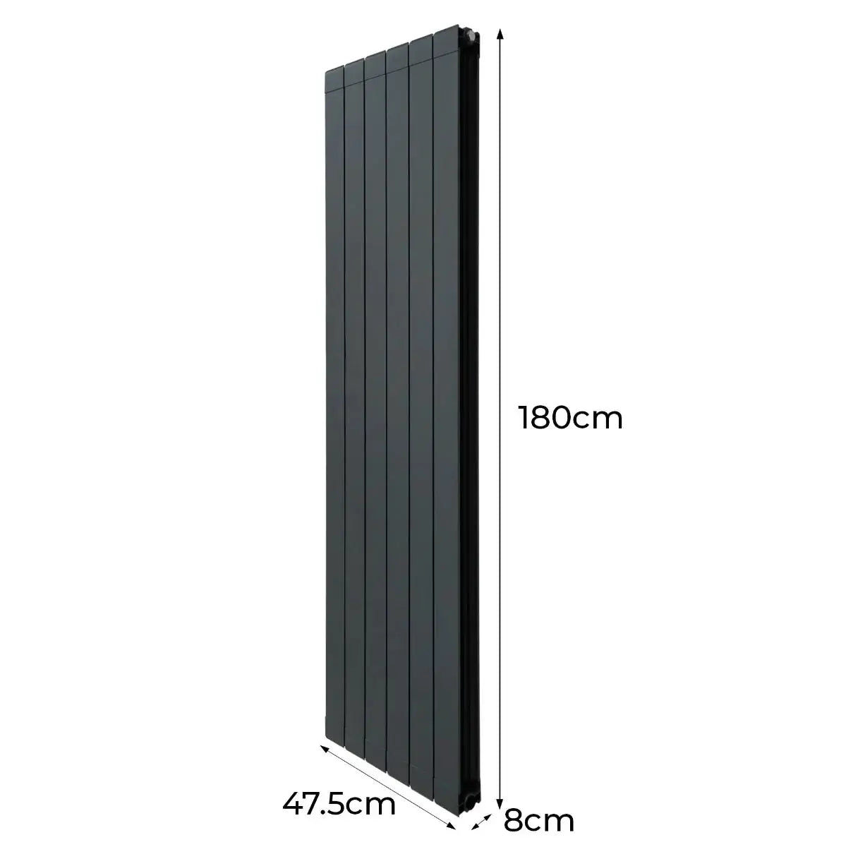 Monster Shop Aluminium Radiator & Valves – 1800mm x 475mm – Anthracite Grey -