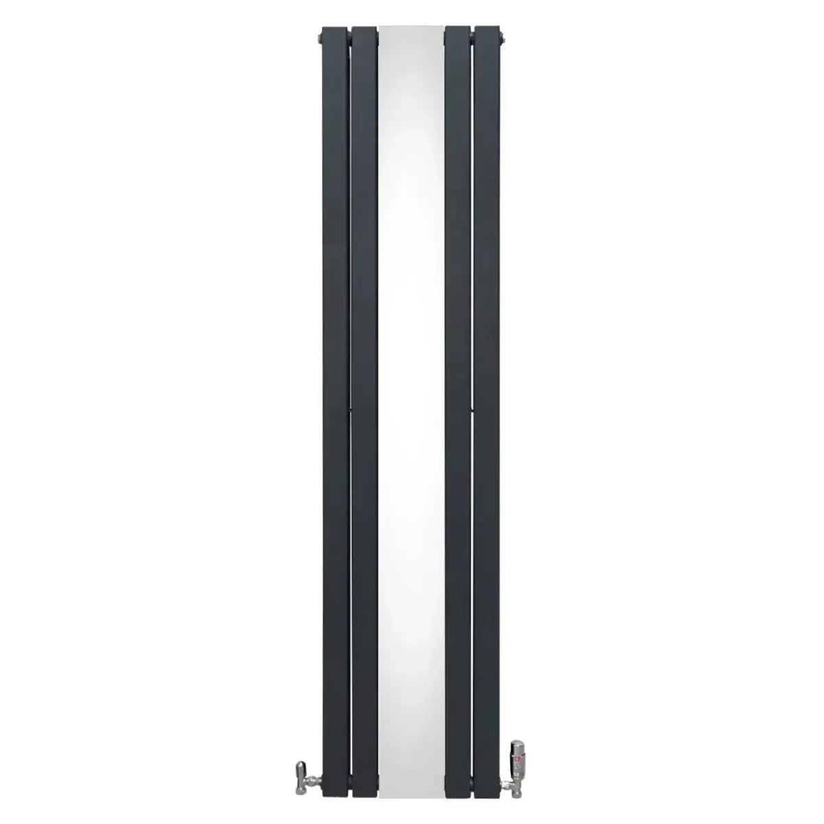 Monster Shop Flat Mirror Radiator & Valves - 1800mm x 425mm - Anthracite Grey -