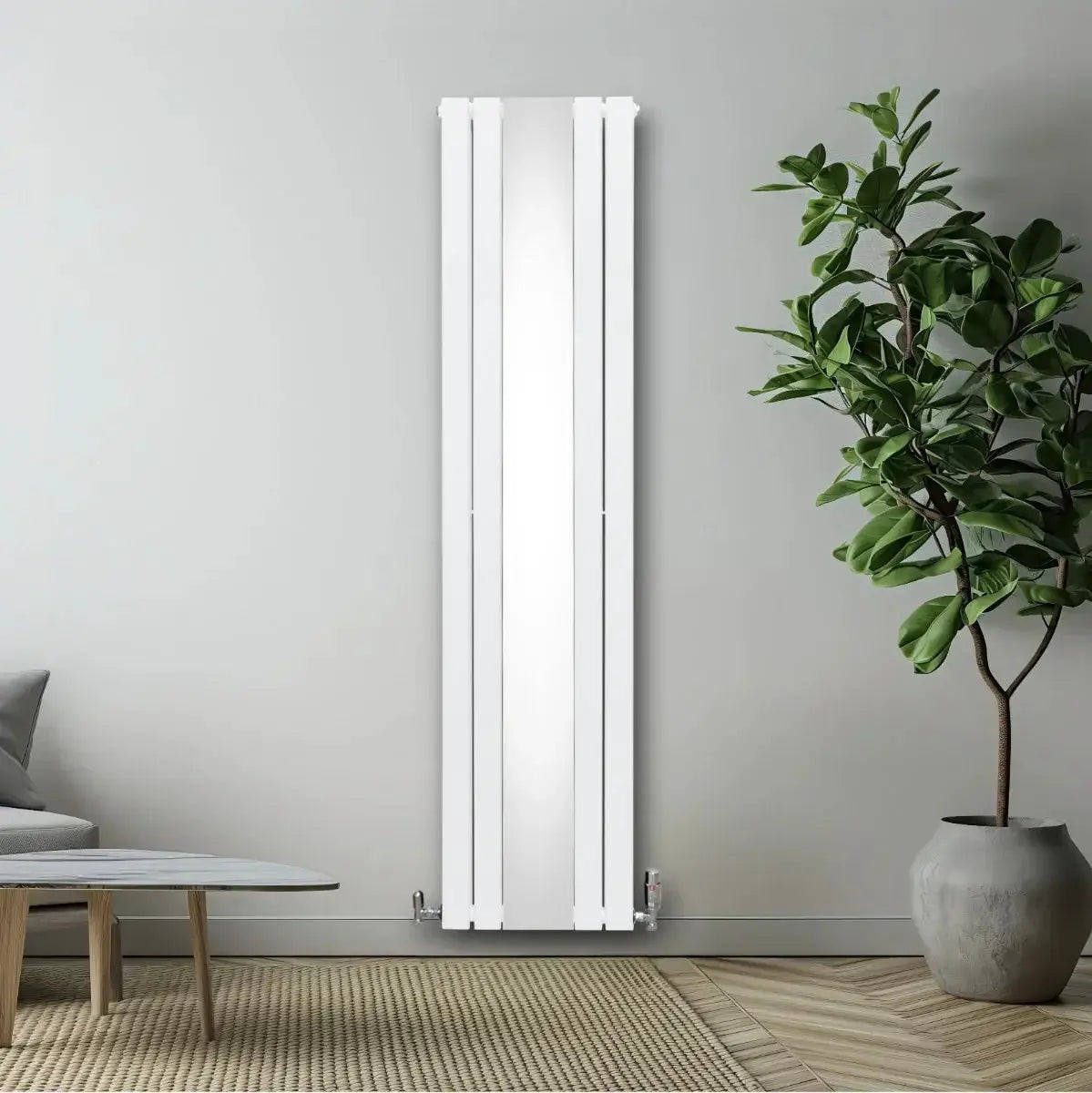 Monster Shop Flat Mirror Radiator & Valves - 1800mm x 425mm - White -