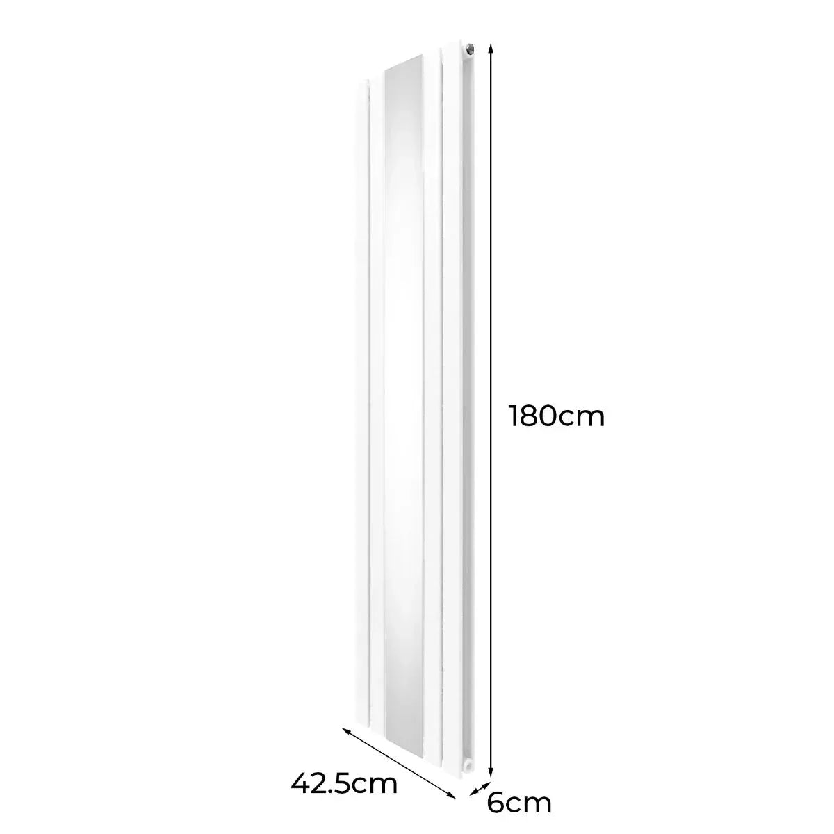 Monster Shop Flat Mirror Radiator & Valves - 1800mm x 425mm - White -