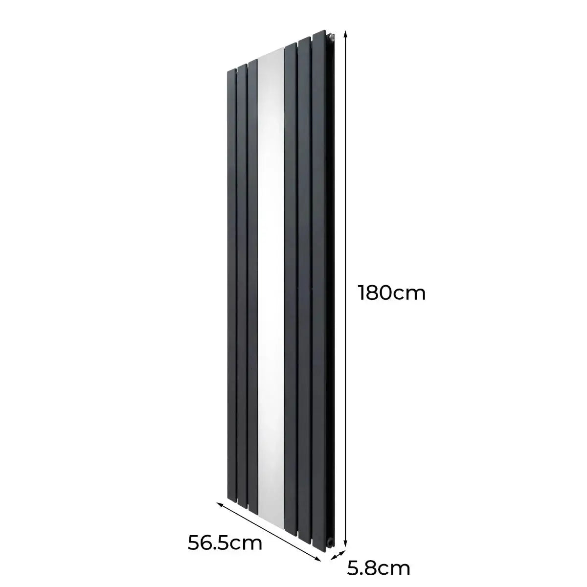 Monster Shop Flat Mirror Radiator & Valves - 1800mm x 565mm - Anthracite Grey -