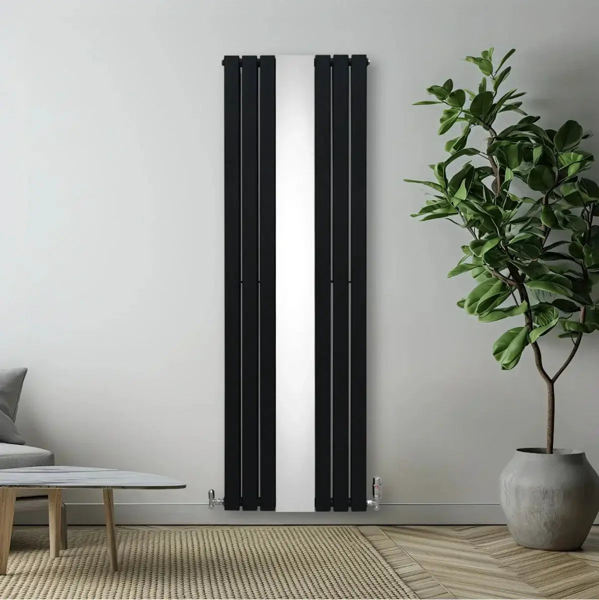Monster Shop Flat Mirror Radiator & Valves - 1800mm x 565mm - Black -