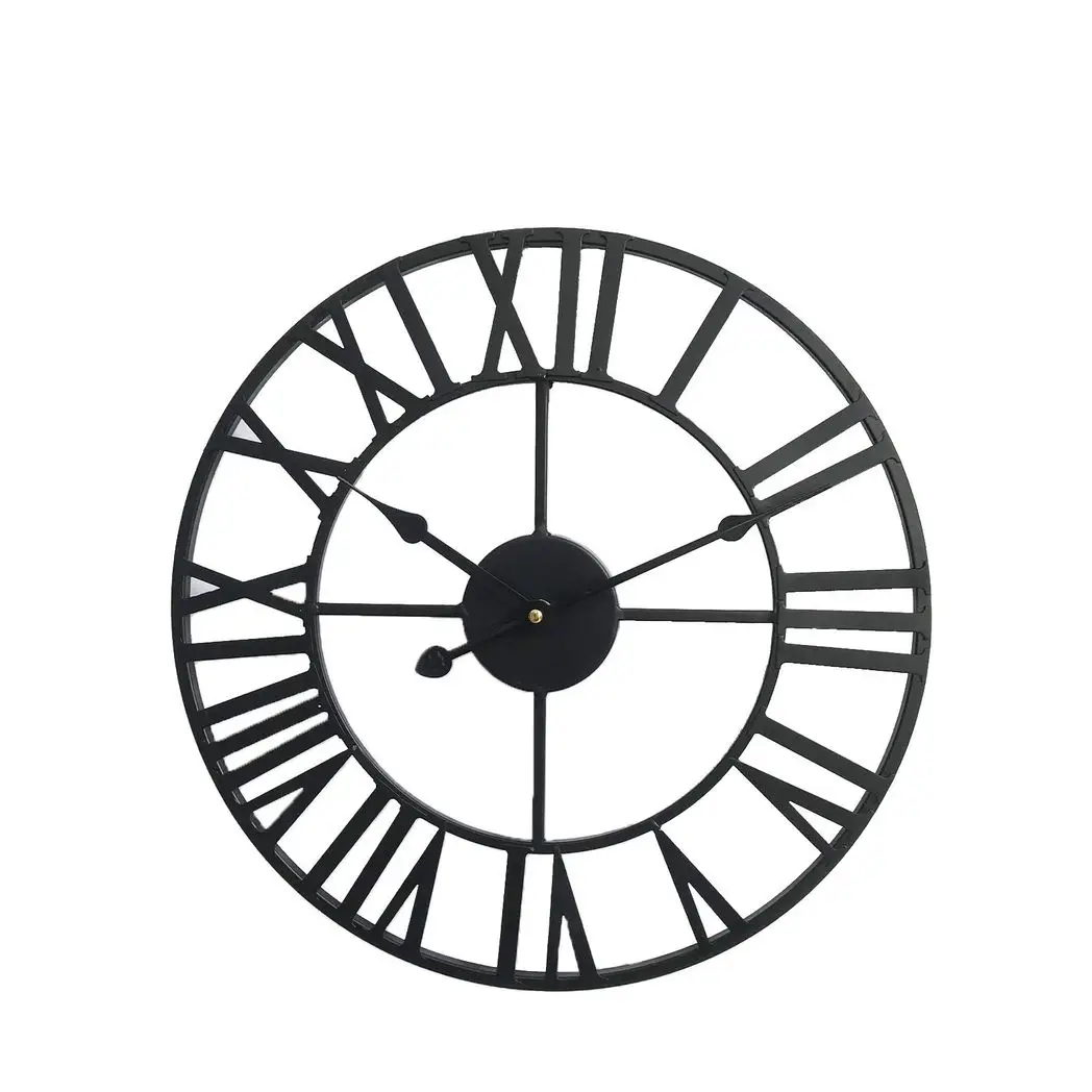 Un-Branded 40CM ROMAN METAL CLOCK BLACK - Clock