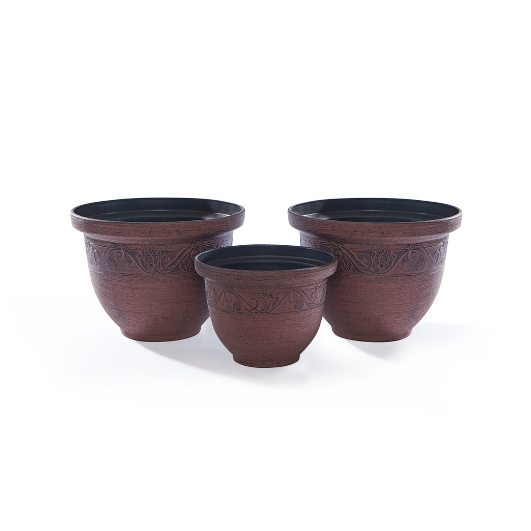 Eco Friendly Planters 3 Pack Brown H23x30cm Durable Garden by Greenhurst