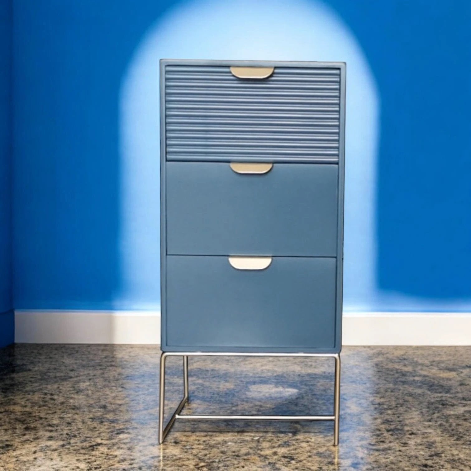 MSL BlueWood Nightstand 64cm 3-Drawer Storage Bedroom - Bedside Table