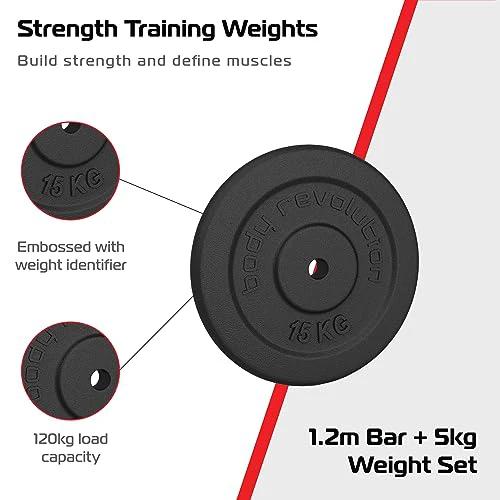 1.2m 1" Barbell and 10Kg Set Cast Iron Weight Plate by Monster Shop