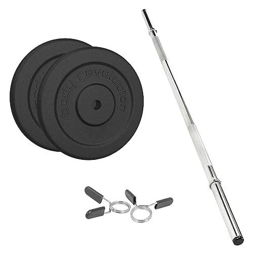 1.2m 1" Barbell and 5kg Set Cast Iron Weight Plate by Monster Shop