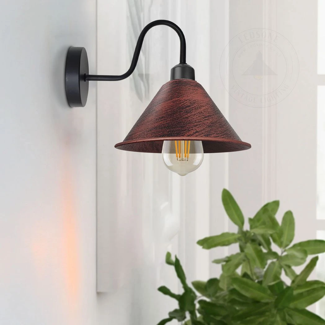 Rustic Vintage Wall Light Cone Shade E27 Base For Home Deco by Un-branded