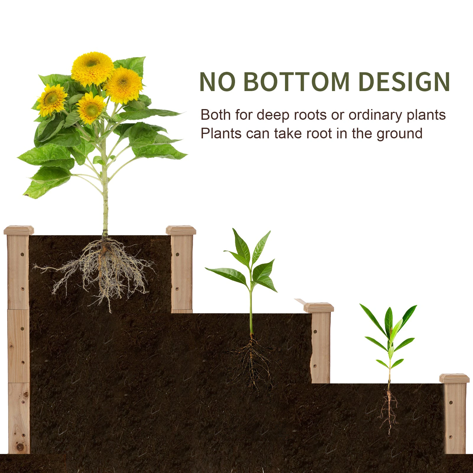 Premium Raised Bed Planter 124x124x56cm Three Tier Garden by Outsunny