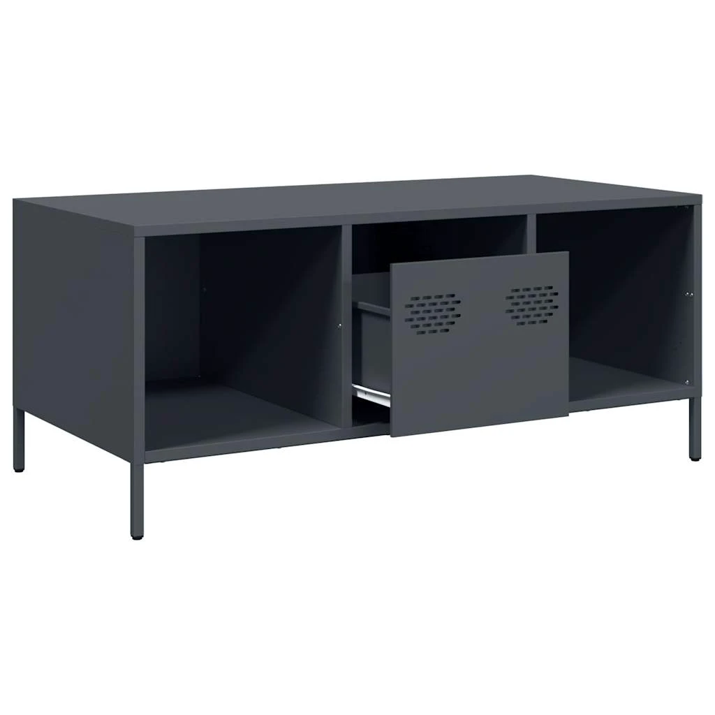 vidaXL VidaXL Coffee Table 101.5 by 50 by 43.5 cm Anthracite Cold Rolled Steel Industrial Living Room - Coffee Table