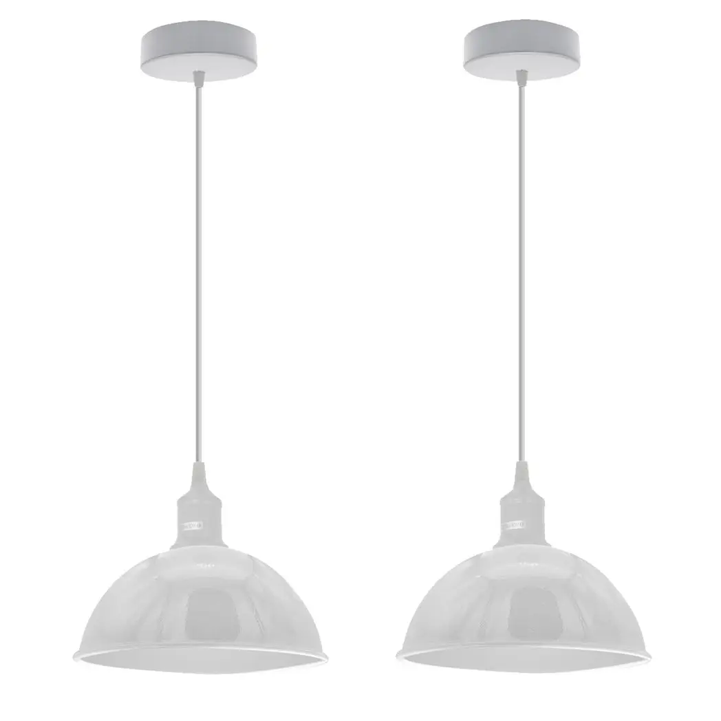 Un-branded 2Pack Dome Shaped White Loft Style Sturdy Metal Lamp Shade Pendant Lights 21cm Bottom Spray Painted Finish Inner White - Ceiling Lights