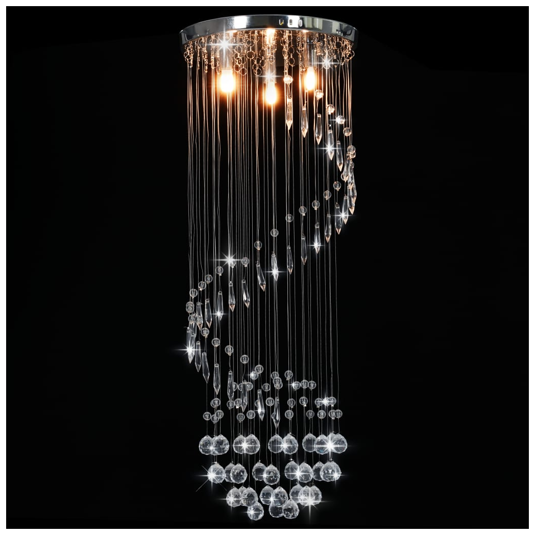 vidaXL Ceiling Lamp Crystal Beads Silver Spiral G9 Elegant Home Decor Statement Lighting by vidaXL
