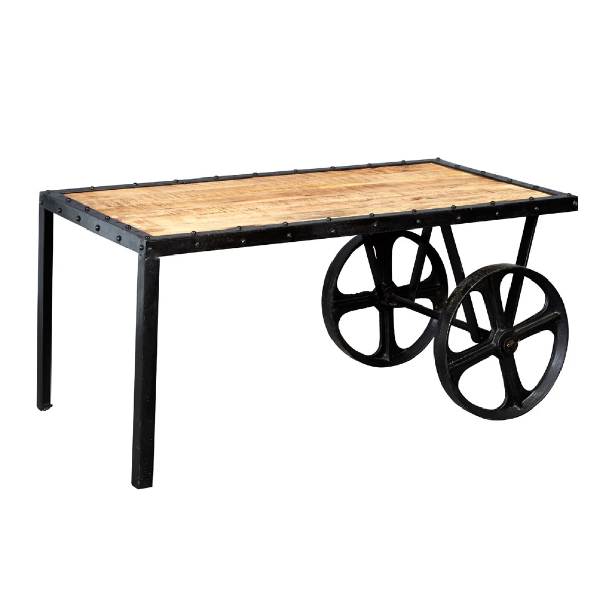 Indian Hub Cosmo Industrial Coffee Table 110x50x40 cm Eco Friendly Handcrafted Mango Wood For Modern Living Rooms - Coffee Table