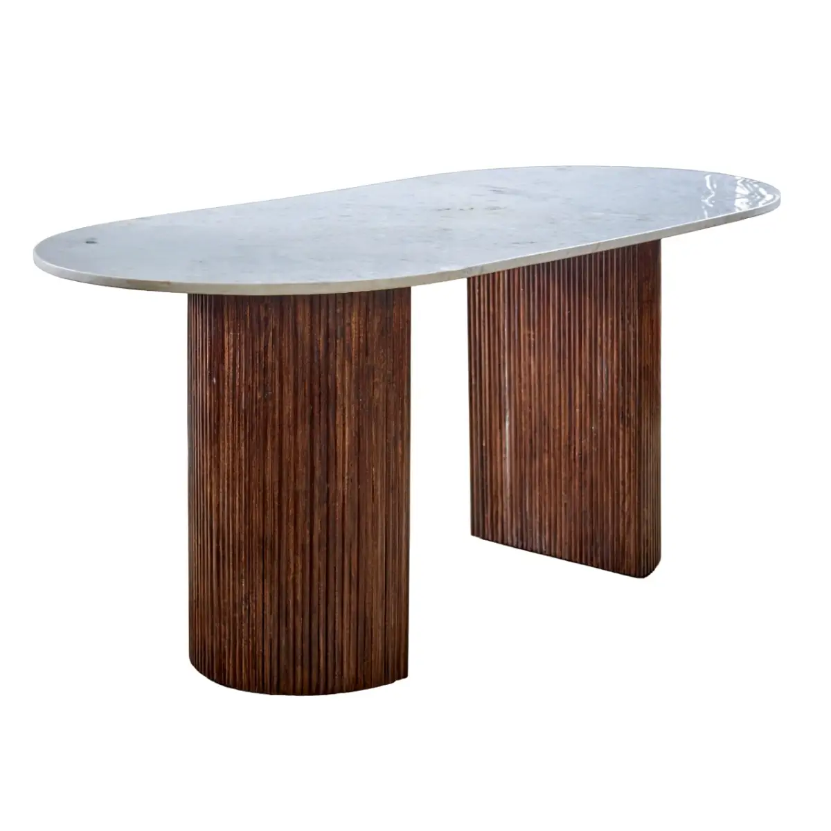 Indian Hub Opal Mango Wood Dining Table 170Cm With Marble Top - Dining Table