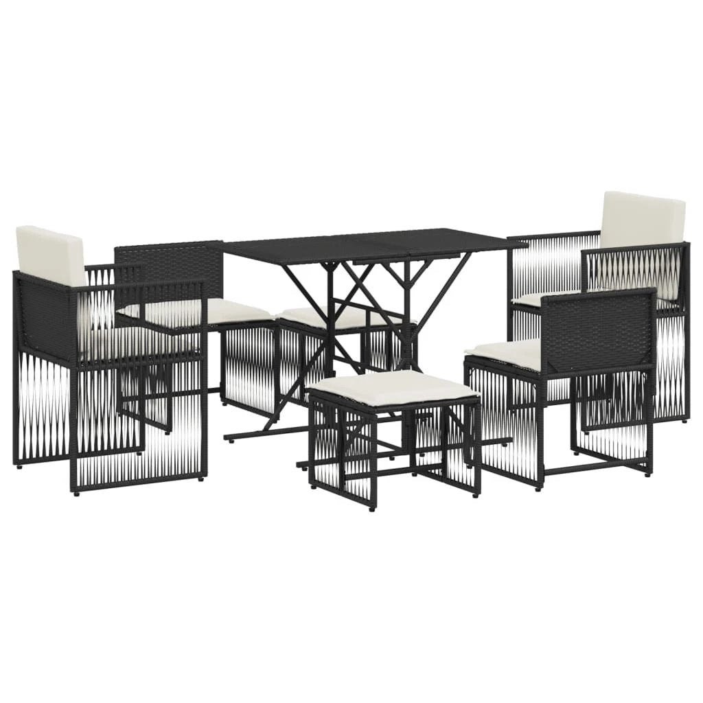 vidaXL vidaXL 7 Piece Garden Dining Set with Cushions Grey Poly Rattan - Uncategorized Garden Set