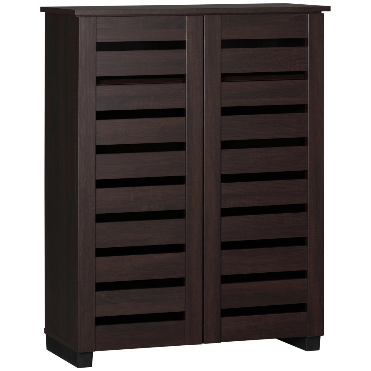 HOMCOM HOMCOM Shoe Storage Cabinet with Slatted Doors for 15 Pairs of Shoes Brown -